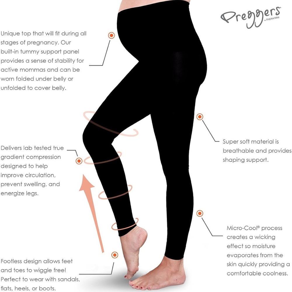 Preggers Black Maternity Leggings to improve circulation& prevent swelling
